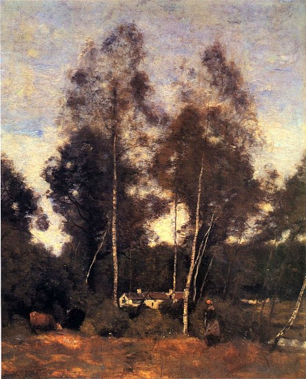 Jean Baptiste Camille Corot, Clairiere du Bois Pierre, aux Evaux, Près Chateau-Thierry, 1855-65
Oil on canvas, 16 x 12 5/8 in. (40.6 x 32.1 cm)
COR-003-PA