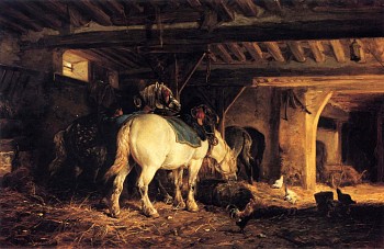 Charles Emile Jacque - In the Stable
